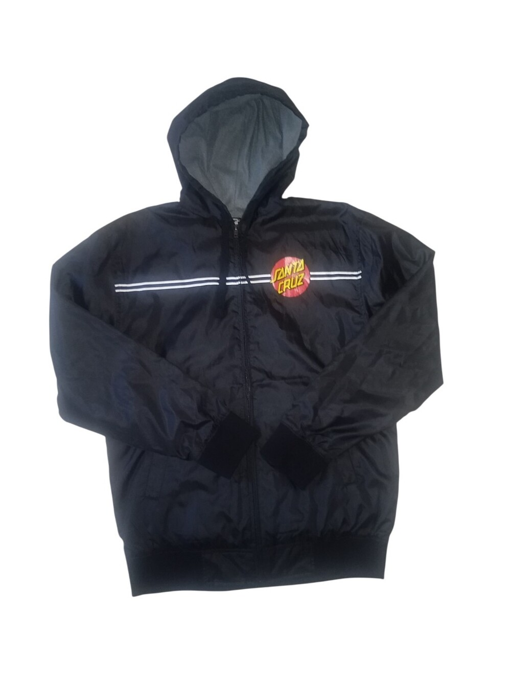 Santa Cruz Dot Hooded Windbreaker - Black - Men's Jacket Men's Medium